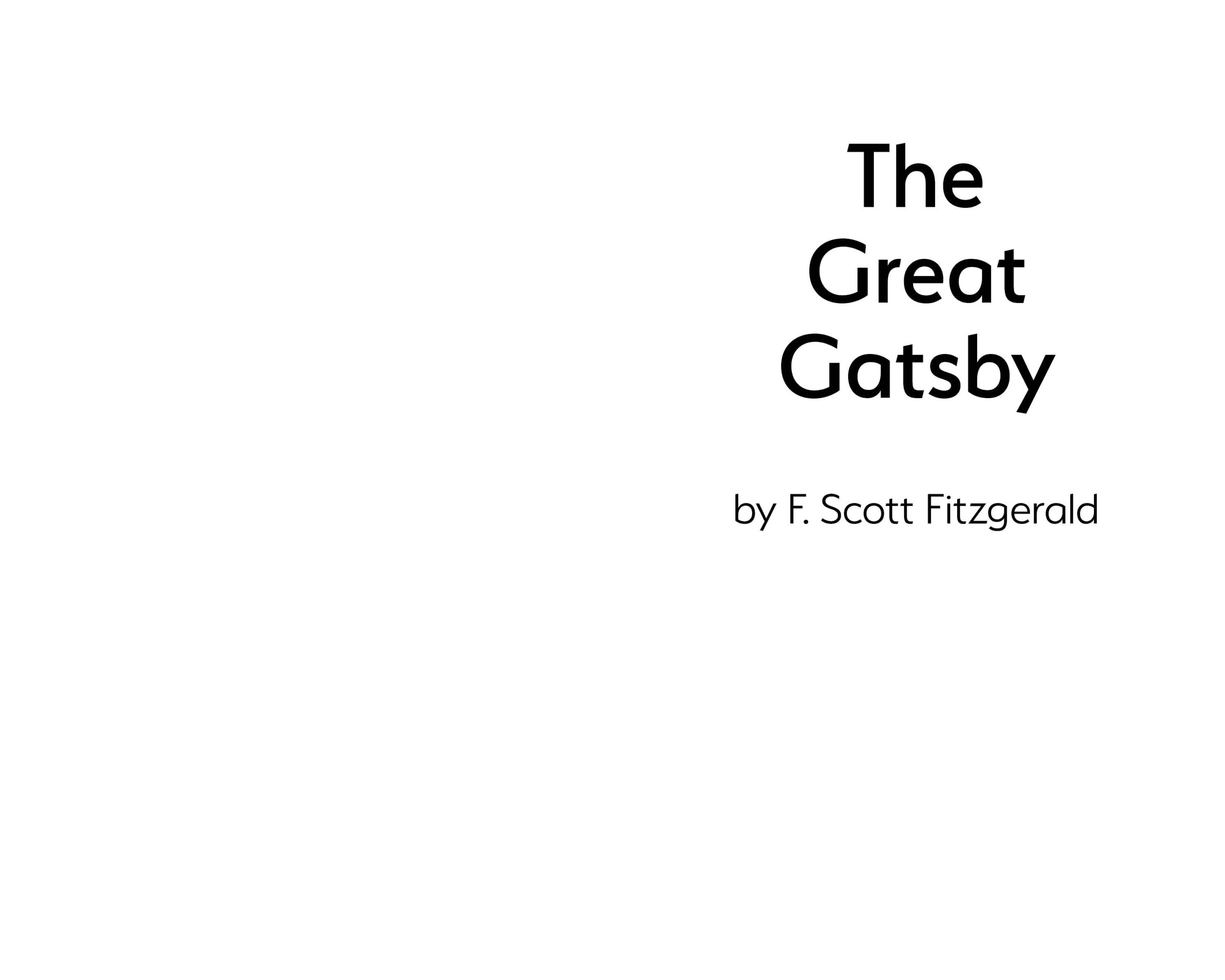 title pages of The Great Gatsby sample
