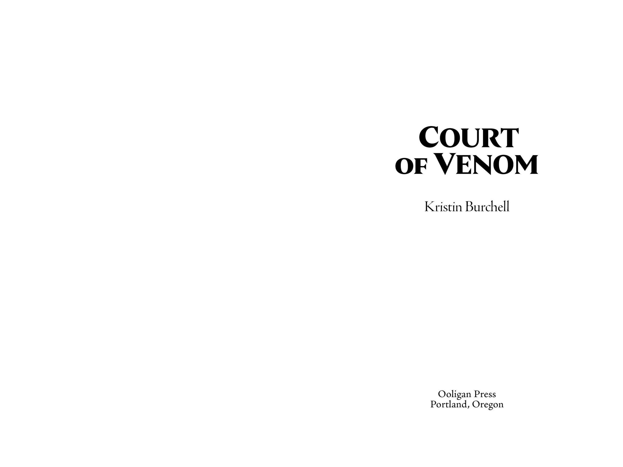 title page for the Court of Venom galley